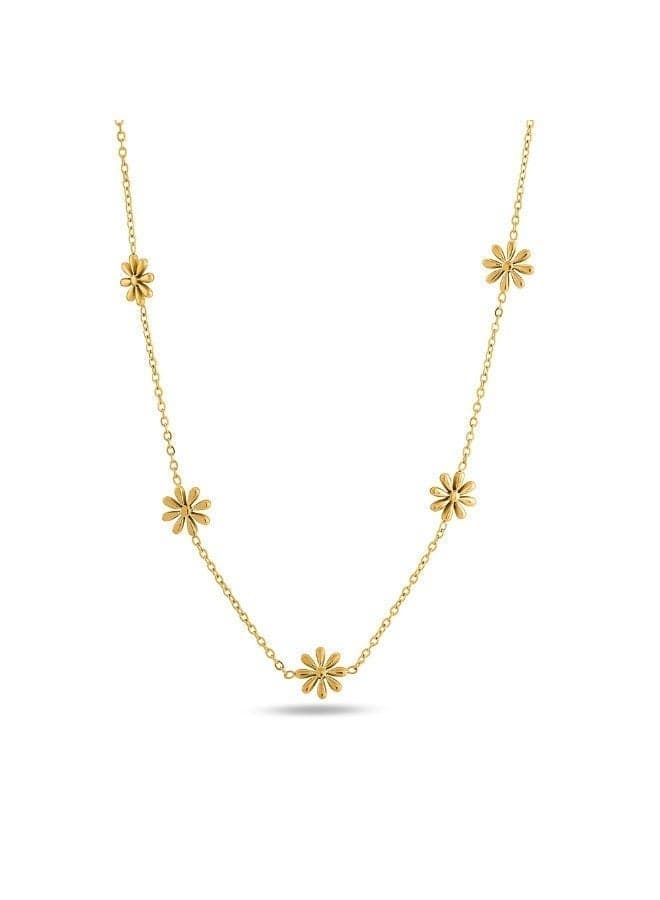 PALMONAS 18k Gold Tone Plated Daisy Flower Necklace
for Women