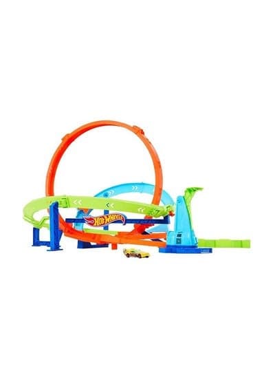 Hot Wheels Toy Car Track Set, Action Loop Cyclone Challenge Track Set, 2 Ways To Play & Easy Storage, With 1:64 Scale Toy Car