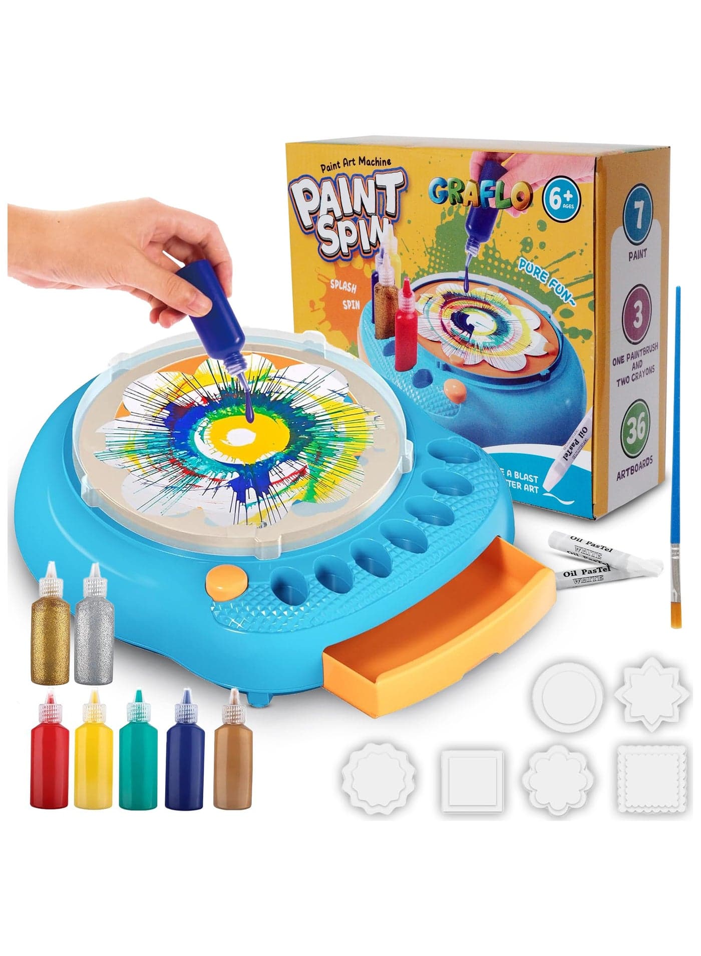 Paint Spin Art Machine Kit for Kids - Easter Arts & Crafts for Boys & Girls Ages 6+ Creative Spinner Toy Set with Paints, Artboards & Brushes - Fun Birthday Gift Idea