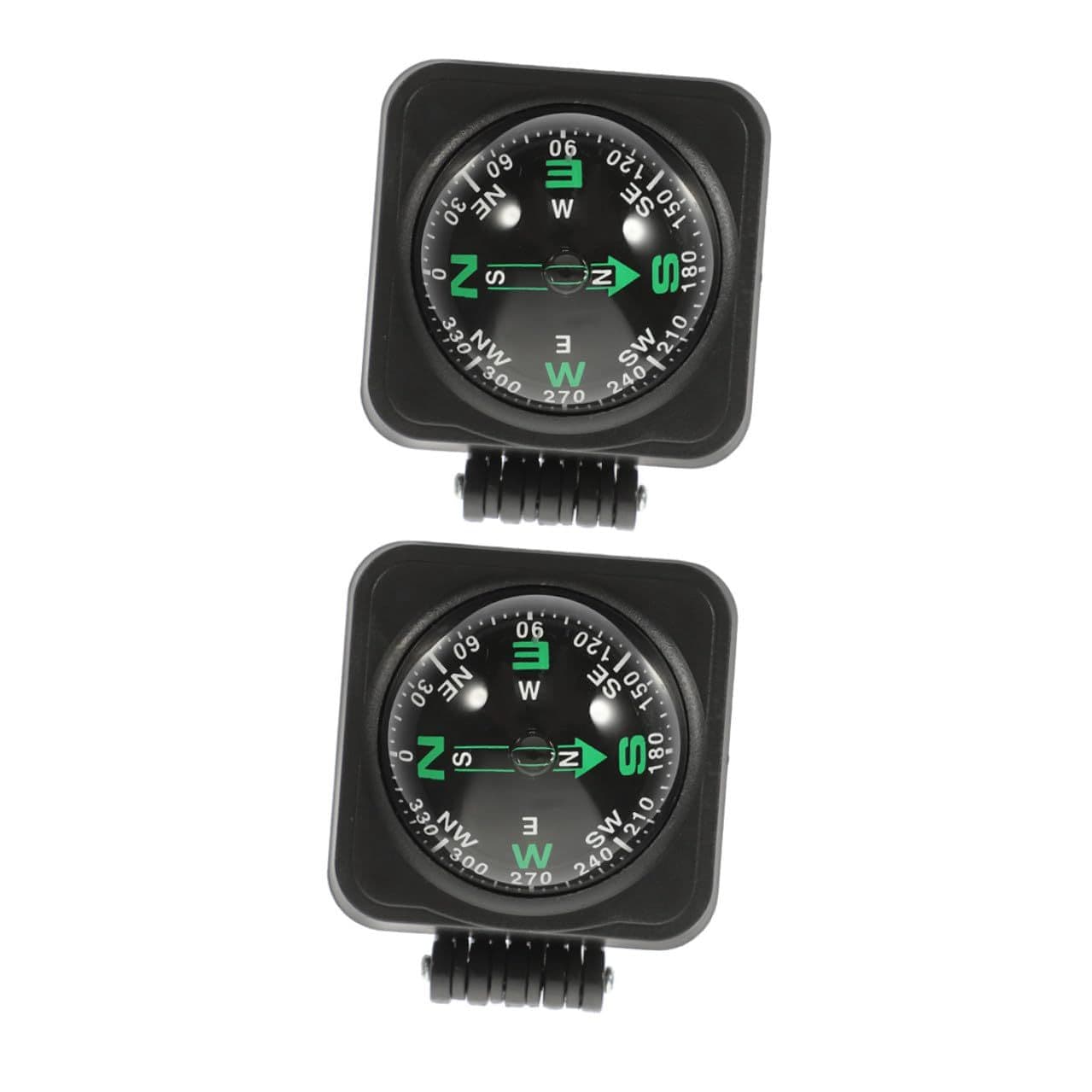Veemoon 2pcs Adjustable Car Dashboard Compass Ball Black Self Adhesive Base For Outdoor Hiking Navigation Automotive Interior Accessories Suitable SUV Truck Rv