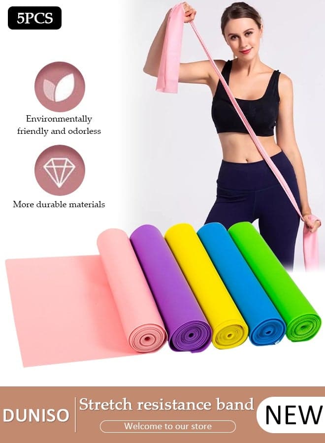 5-Piece Resistance Bands Elastic Exercise Bands Set Physical Therapy Tension Band Recovery Band Workout Strength Training Bands for Yoga Pilates Rehab Fitness Strength Training