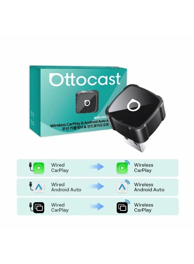 OTTOCAST Mini Air 4.0 – 3-in-1 Wireless CarPlay & Android Auto Adapter with AirPlay Screen Mirroring (Ultra-Compact Design)