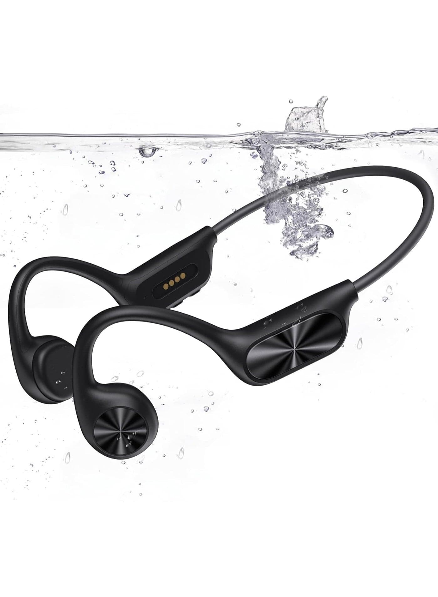 Bone Conduction Headphones, Open-Ear Wireless Bluetooth Headphones, IPX8 Waterproof & Sweatproof Sport Headphones Suitable for Running, Cycling, Swimming, Outdoor Sports, Black