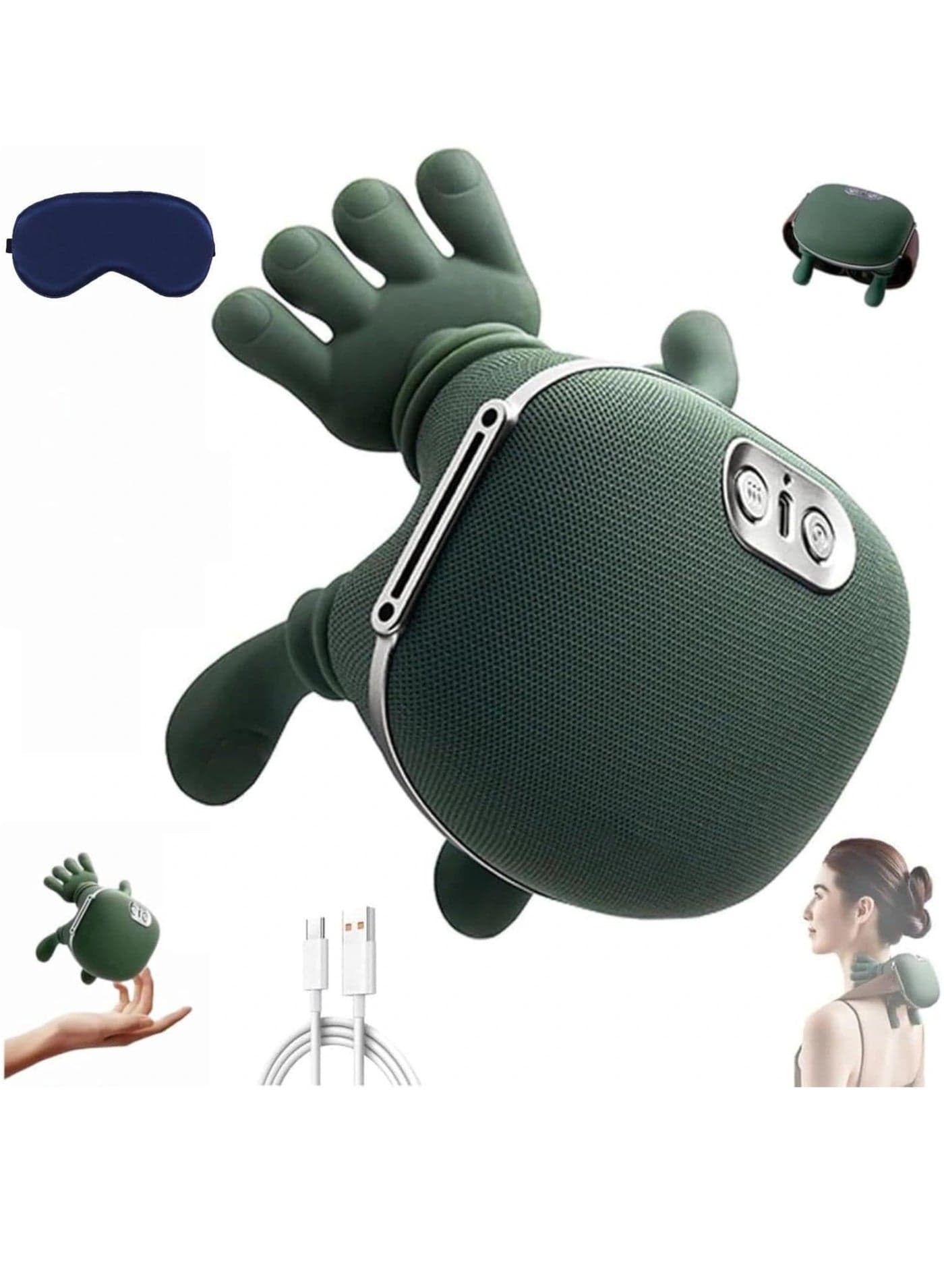 Shoulder & Neck Massager Bionic 4D – N7 Master Hand Deep Tissue Shiatsu Massager with Heat, Rechargeable Kneading Massage for Neck, Shoulders, Back, Legs – Siasoo & ComfortSoma Style Ergonomic Massager with 3-Speed Adjustment | GreenShoulder & Neck Massager Bionic 4D – N7 Master Hand Deep Tissue Shiatsu Massager with Heat, Rechargeable Kneading Massage for Neck, Shoulders, Back, Legs – Siasoo & ComfortSoma Style Ergonomic Massager with 3-Speed Adjustment | Green