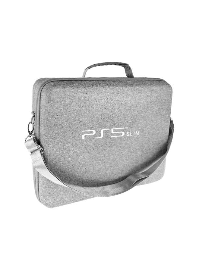 PS5 Slim Travel Storage Handbag Shoulder Bag with Strap for PlayStation 5 Slim Disc and Digital Edition EVA Hard Carrying Case for PS5 Slim Console (Grey)