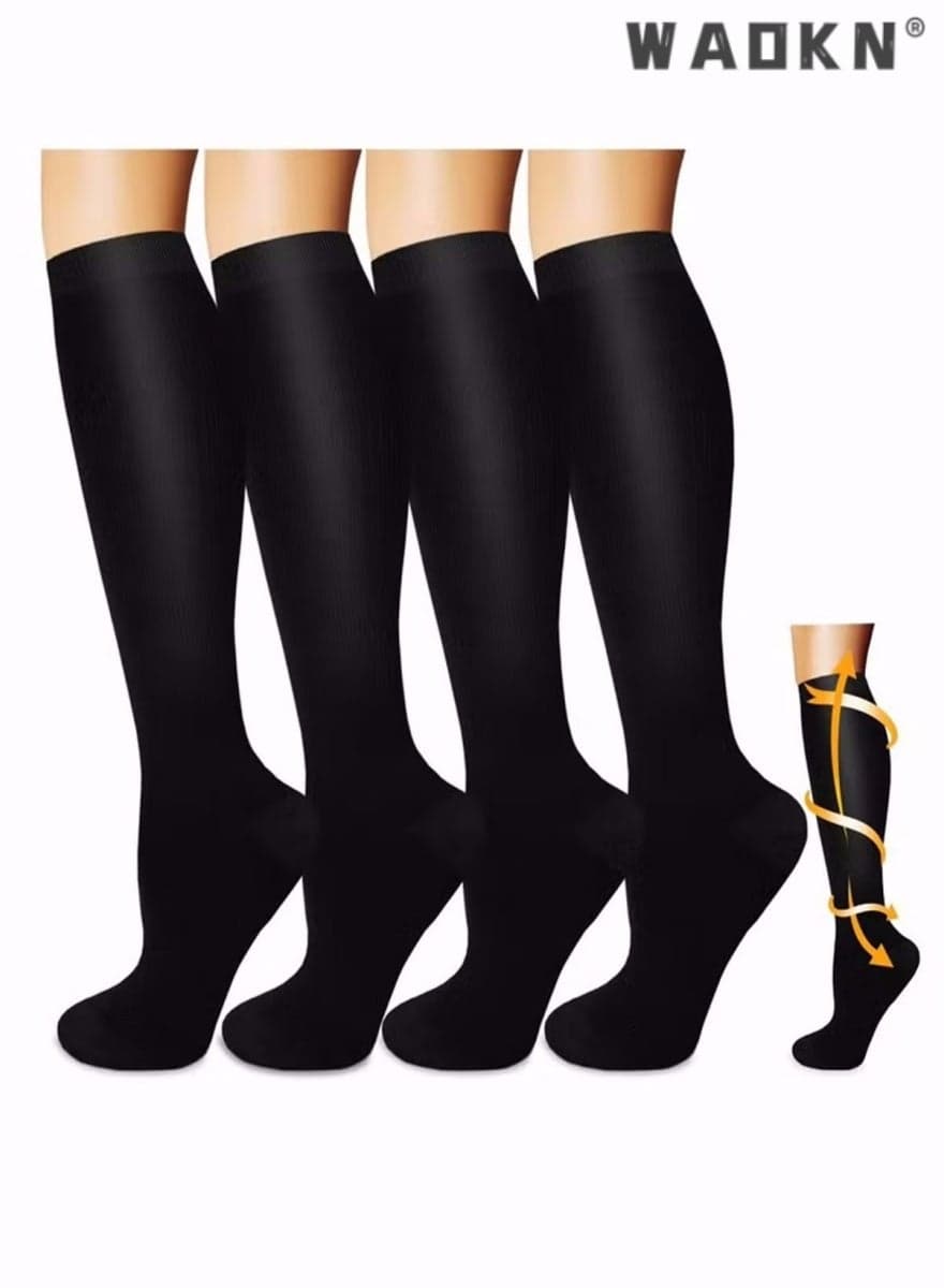 Compression Socks, 4 Pairs for Women and Men, 20-30 mmHg is Best for Athletic, Travel, Running, Fitness, Reduce Calf Pain Faster Recovery L/XL Long Football Socks Grip Socks