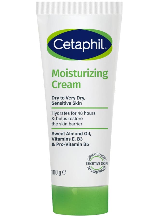 Moisturizing Cream for Dry to Very Dry Sensitive Skin, Non-Comedogenic, Hydrates for 48 hours & helps restore the skin barrier, Sweet Almond Oil, Vitamins E, B3 & Pro-Vitamin B5 With Niacinamide And Vitamin B5, Unscented 100grams