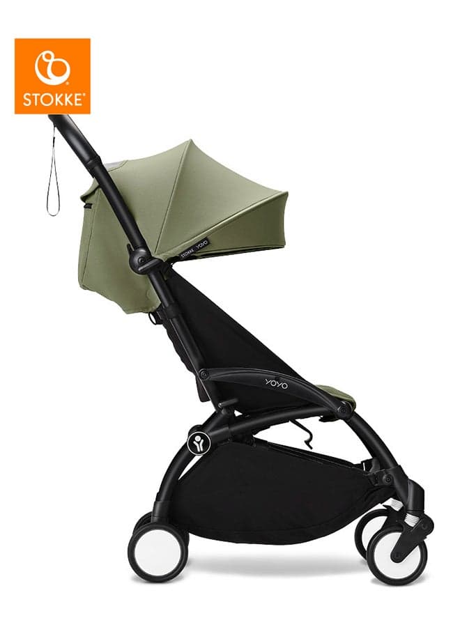 YOYO3 Stroller – Black Frame & 6 Months+ Color Pack - Olive, Lightweight, Compact, Foldable & Travel Friendly Stoller with Padded Seat & Canopy with Viewing Window, UPF 50 Months+ Sun Protection, Stroller for Babies