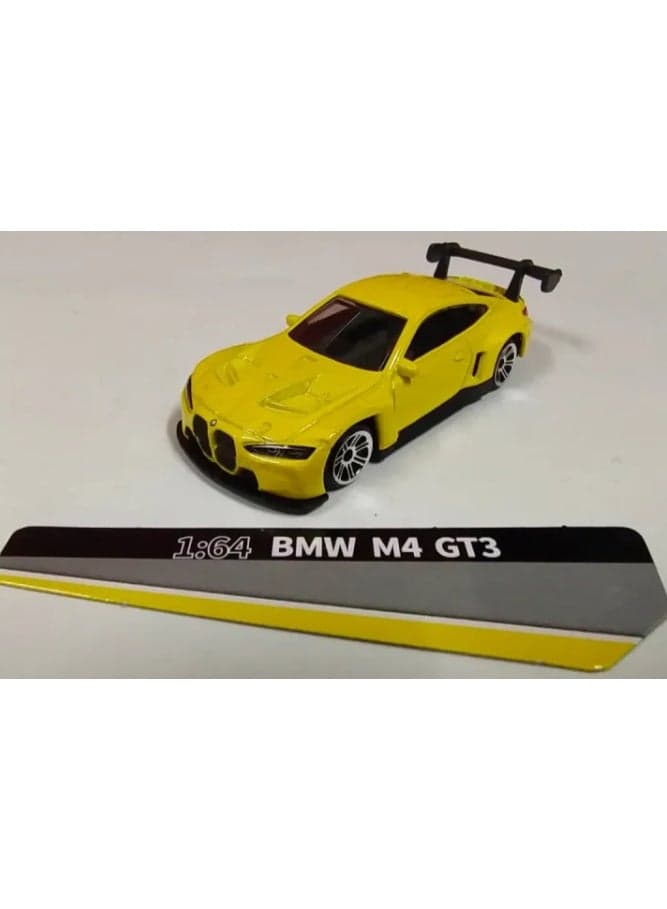 D-Power BMW M4 GT3 Yellow | DieCast Replica, Ultimate Collector's Item, Race Cars | Toy Vehicles, Metal Toy Car Model Pull Back Collection | Size 1:64, For Kids 3+
