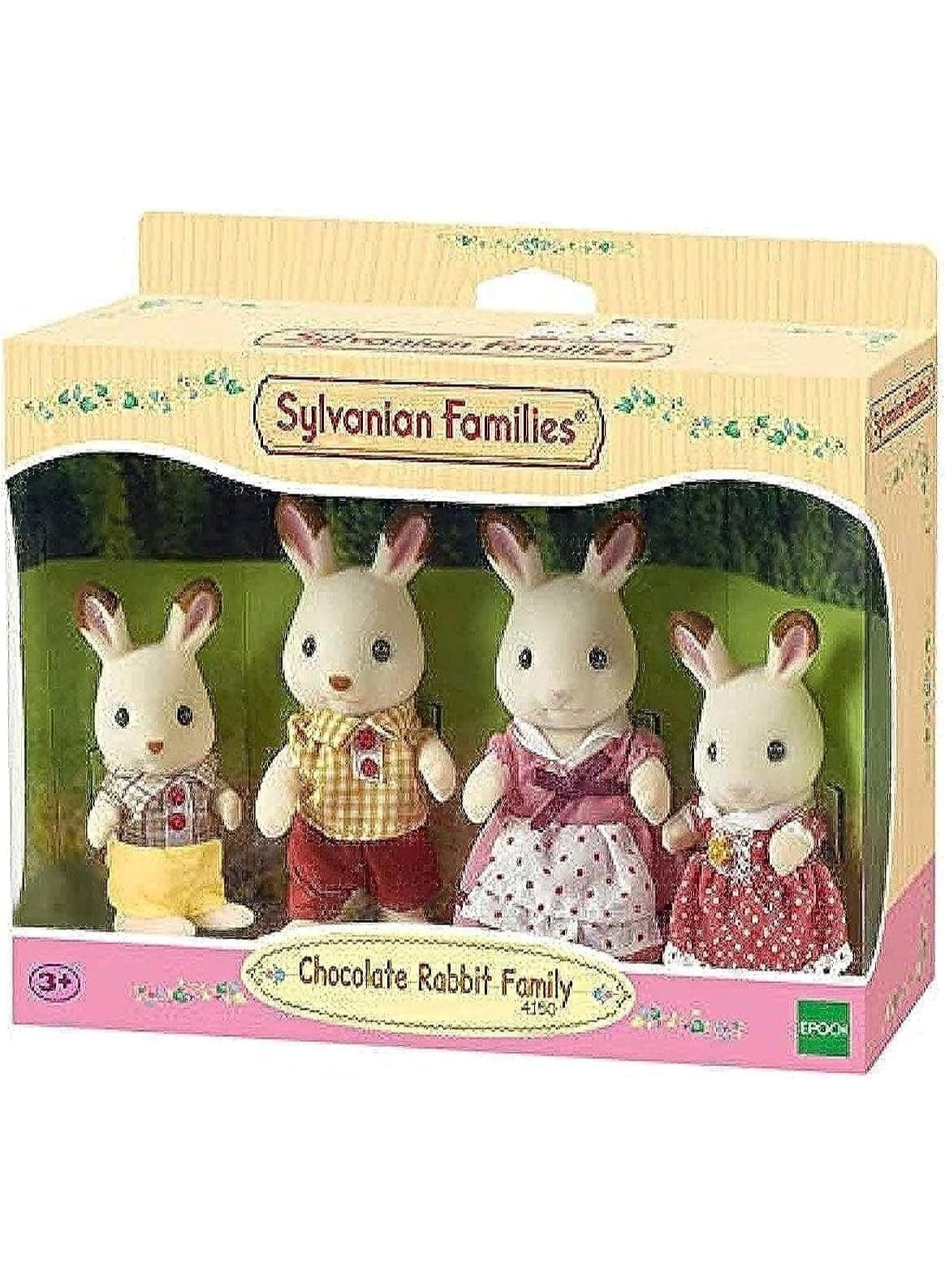 Chocolate Rabbit Family – 4 Figurine Toy Set | Cute Collectible Animal Dolls for Kids | Roleplay & Storytelling Toys | Perfect Gift for Boys & Girls | Calico Critters Sylvanian Style