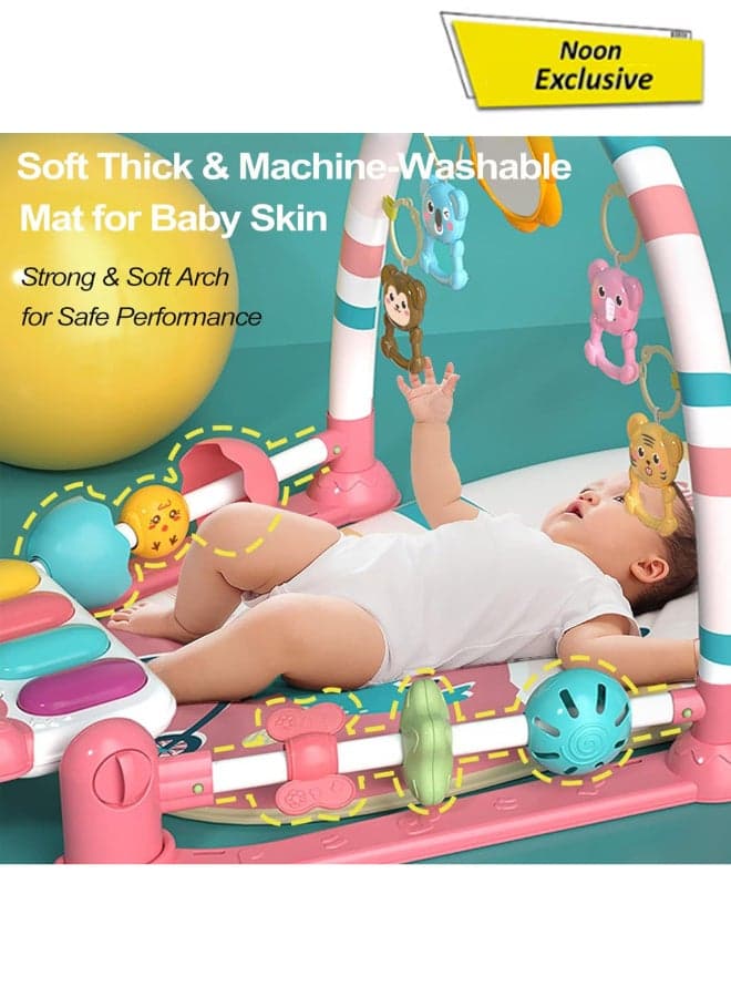 Baby Piano Kick Play Mat With Lights & Music | Extra-Large Washable Play Gym For Newborns & Infants | Adjustable Piano Panel, Soft Toys & Sensory Activity Mat For Tummy Time Green