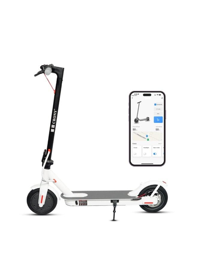 CRONY M365 Electric Scooter with APP – 250W Motor, 36V Battery, Max Speed 40 km/h, 8.5″ Tires, Foldable Aluminium Alloy Frame-WHITE