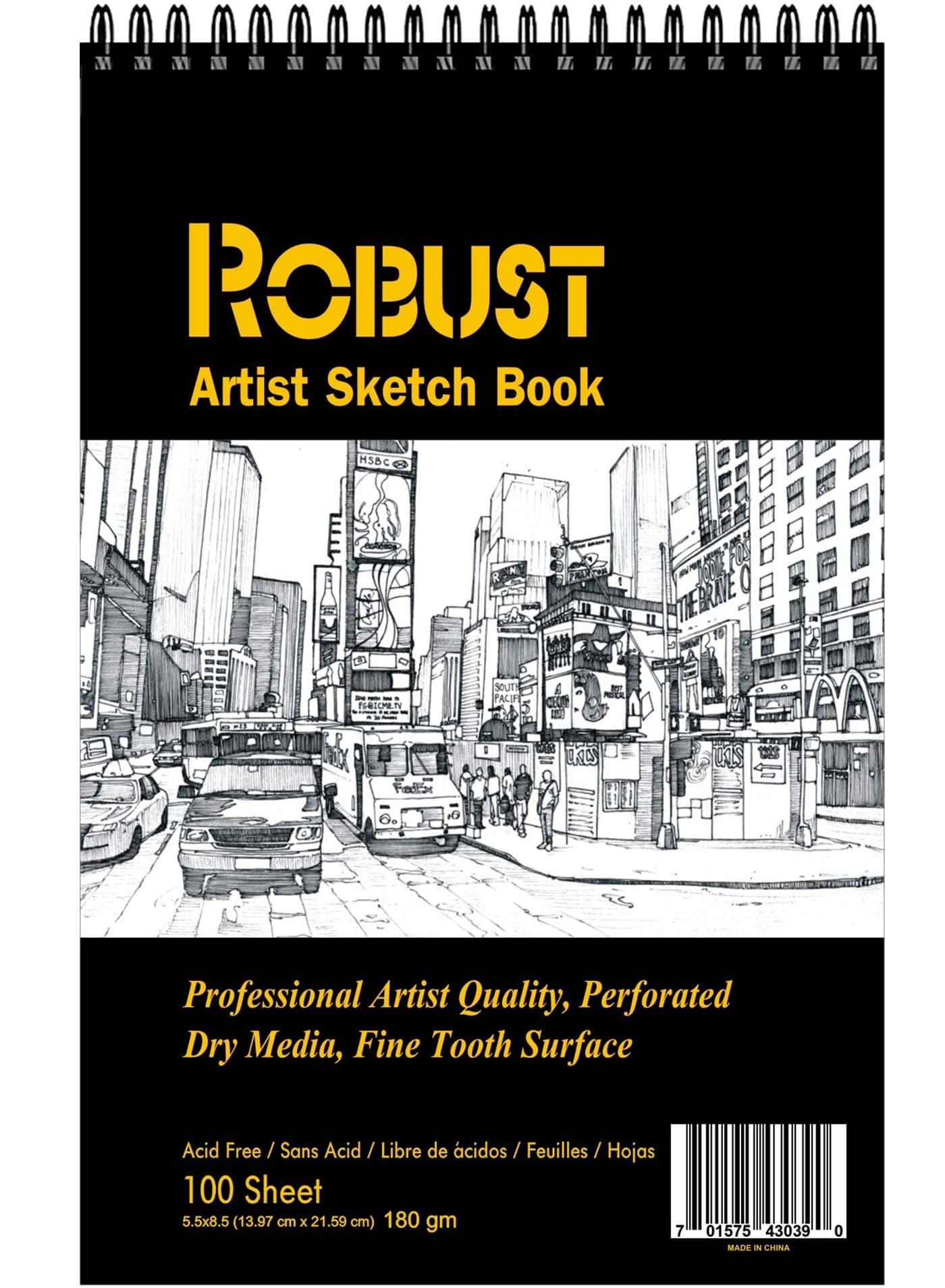 Robust 400 Series(5.5"x8.5") SketchBook, 100 Sheets Sketch Pad, 180gsm Drawing Notebook, Art Paper For Dry and Wet Media, Drawing Book For Kids, Spiral Bound Artist Sketch Paper, Acid-Free Art Book