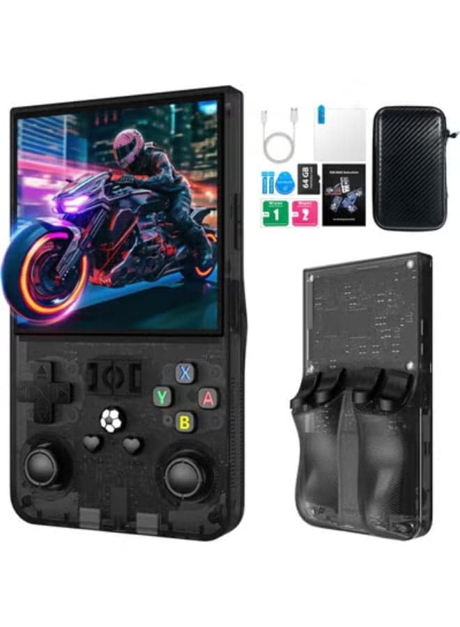 2025 New R36MAX Retro Handheld Game Console – 4.0 Inch IPS Display Portable Mini Arcade with 64GB Built-In Storage, Linux System, 4000mAh Battery, Classic Emulator Player, Compact Gaming Console, Black