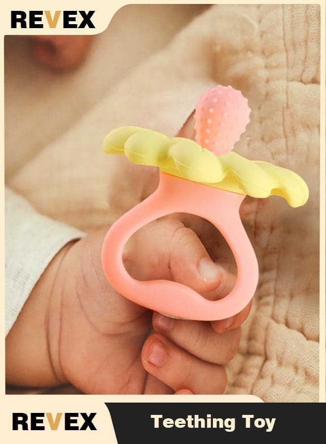 Baby Teething Toys for 0-6 6-12 Month, 100% Food Grade Silicone Teether Ring, Flower Baby Chew Toy