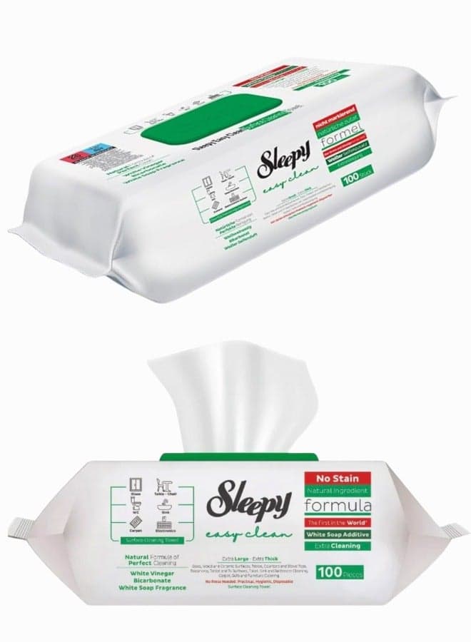 Multi-purpose Cleaning Wet Wipes, White Soap Additive 100 Wipes (For Cleaning Glass, Tables, WC, Sinks, Carpets, and Electronics)