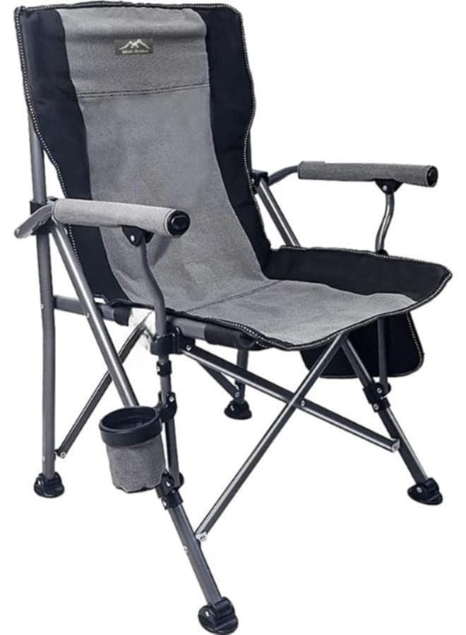 Portable Camping Outdoor Indoor Chair Lightweight Folding Camping Chair Heavy Duty Support 145KG High Back Padded Lawn Chair with Arm Rest Cup Holder and Portable Carrying Bag Oxford Fabric Iron Frame Fishing Chair