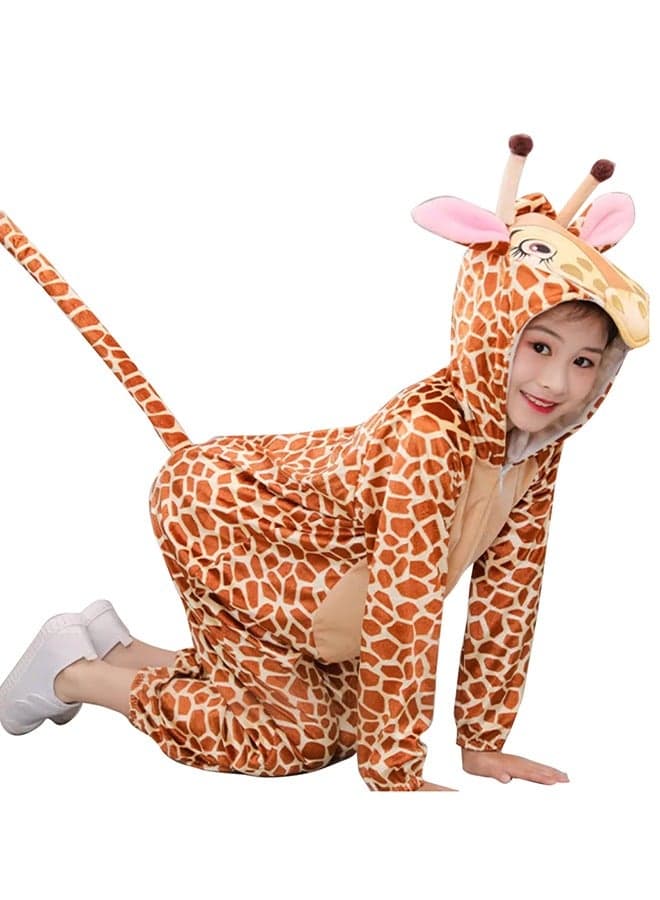 Giraffe Hooded Onesie Costume for Kids - Cute Long Neck Animal Jumpsuit, Children's Performance Outfit for Stage Play, Halloween, Dress-Up & Cosplay