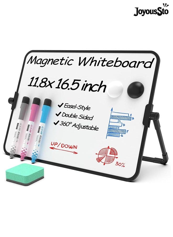 Double Sided Magnetic Desktop Whiteboard 11.81*16.54in(30x42cm) Dry Erase Small White Board with Stand A3 Mini Whiteboard with Stand Desk Stable Meeting Notebook for Noting Working Memo School Home Business Office