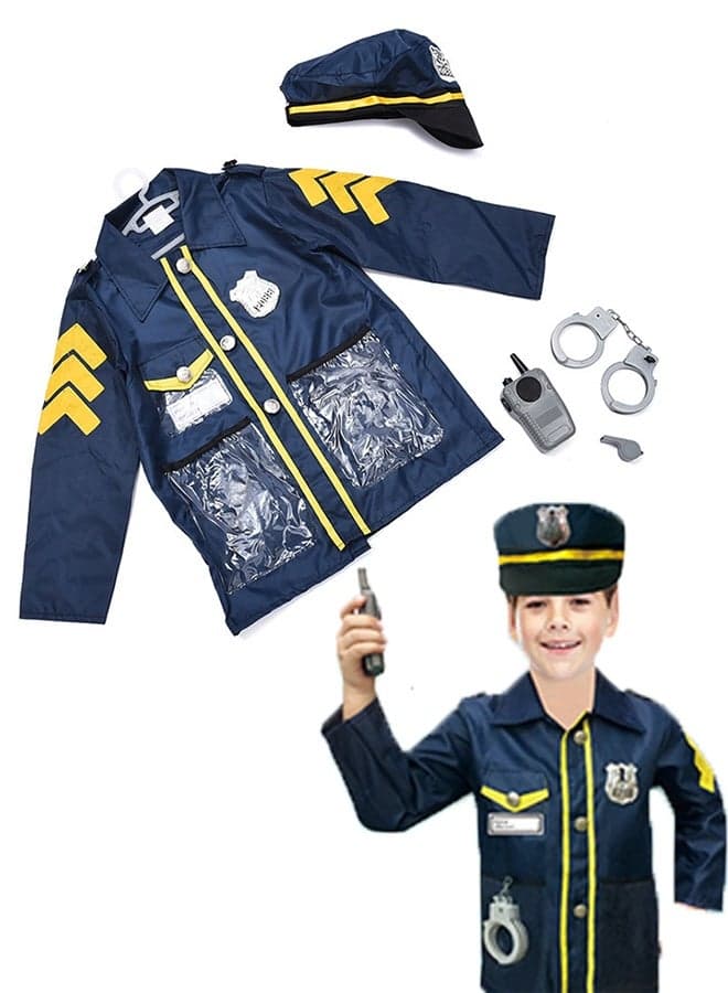 Police Costume for Kids, Policeman Costume for Boys, Police Officer Costume,Police Dress Includes Hat for Dress Up Party, Role-playing, Idea Gift for Boy and Girls Ages 3-6 Years Birthday Gift