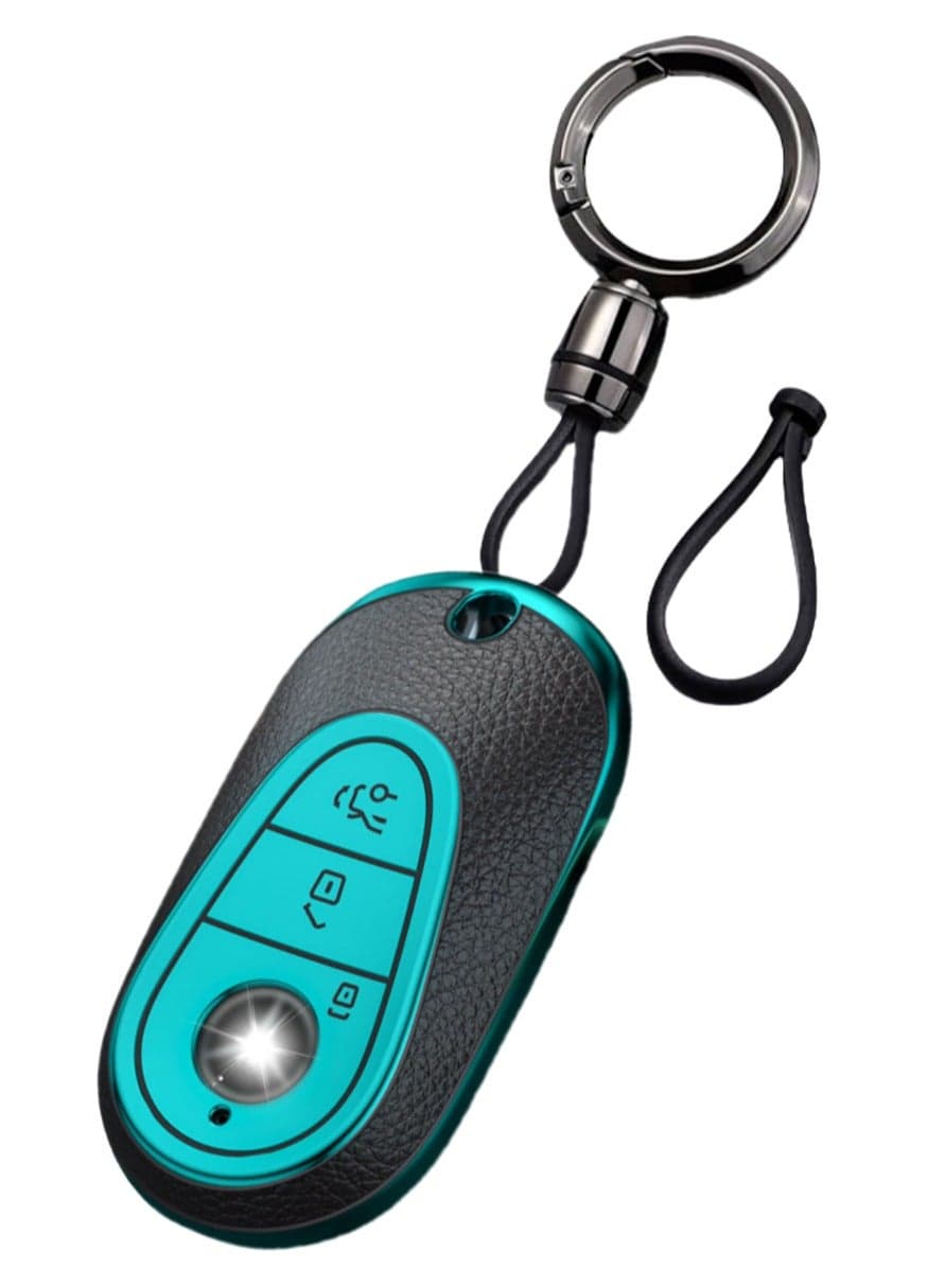 OUYoo Car Key Case for Mercedes Benz, Key Case Cover for Mercedes Benz C S Class W206 W223 2020UP, Key Case Protective Accessory,Bring a key chain.(Green)