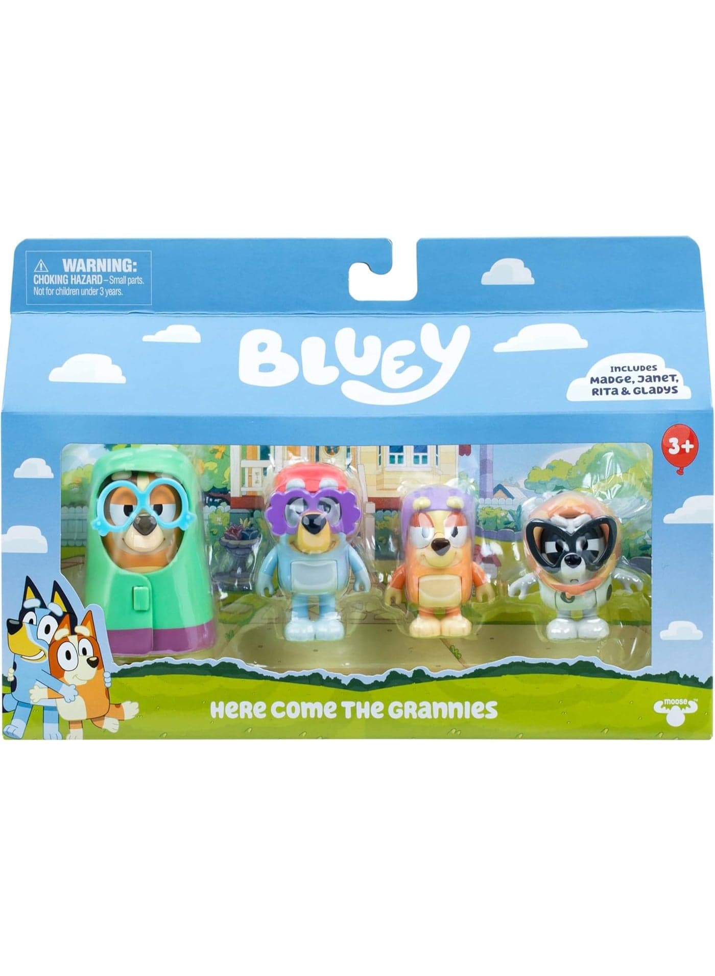 Bluey 4 Figure Pack Here Come the Grannies | Kids Toys with Accessories & Movable Arms | 6–7.6cm Playset