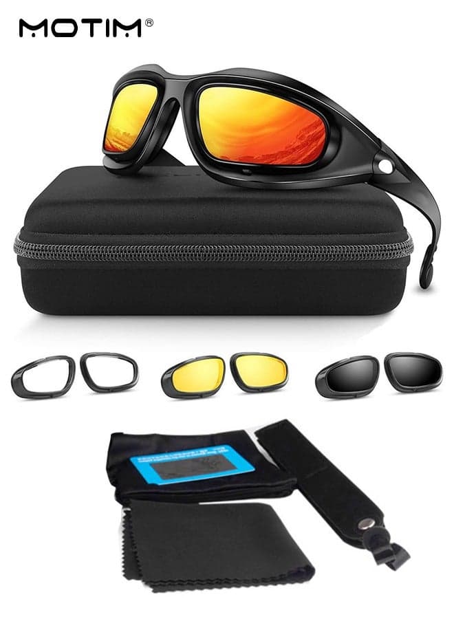 4 Lens Polarized Sports Sunglasses Cycling Sunglasses, Eyewear UV Protection Sun Glassess for Driving Cycling Fishing Traveling Men Women Eyewear