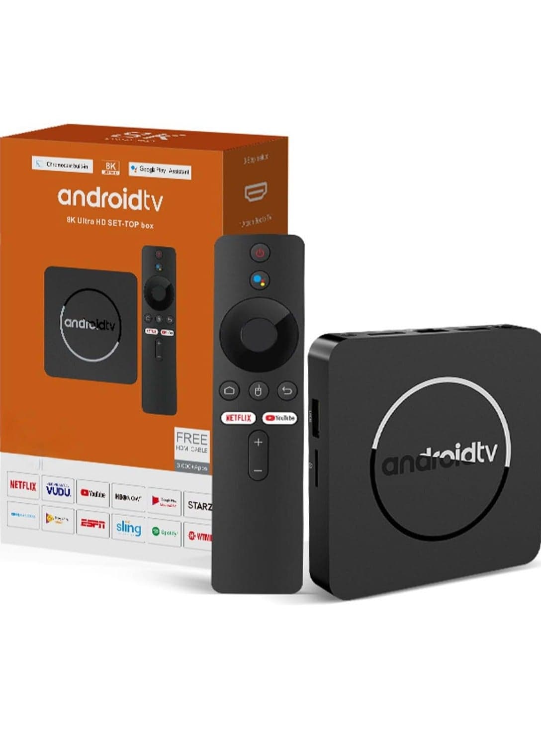 Android 14.0 TV Box, Dual Wi-Fi + Bluetooth, with Voice Bluetooth Remote