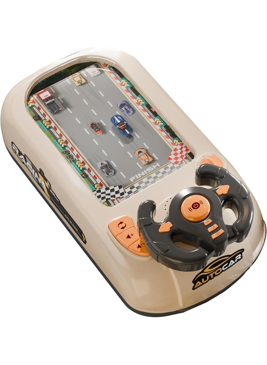 Racing Adventure Car Steering Wheel, Toddler Steering Wheel Toy with 8 Melodies and Engine Sounds,Toddler Simulated Driving Car Racing Games with Sound Age 3+ Years (Cream)