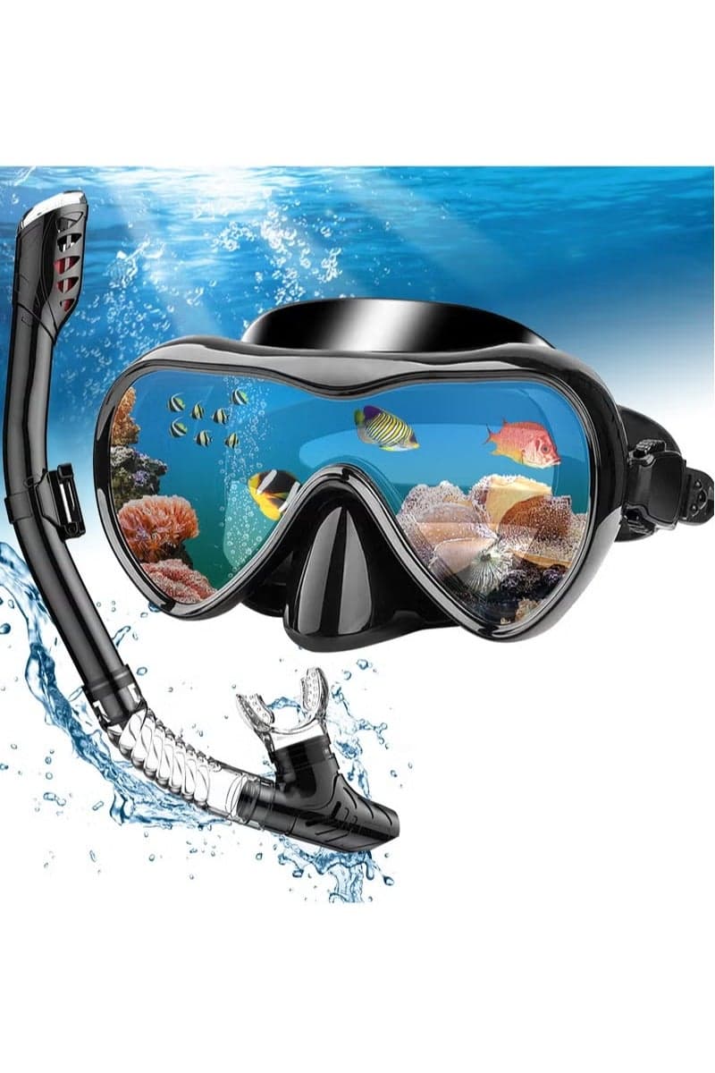 Snorkeling Mask with Latest Dry Top Breathing System,Fold 180°Panoramic Diving Snorkeling Goggles Tempered Glass Anti-Fog Anti-Leak Snorkeling Gear for Adults and Youth