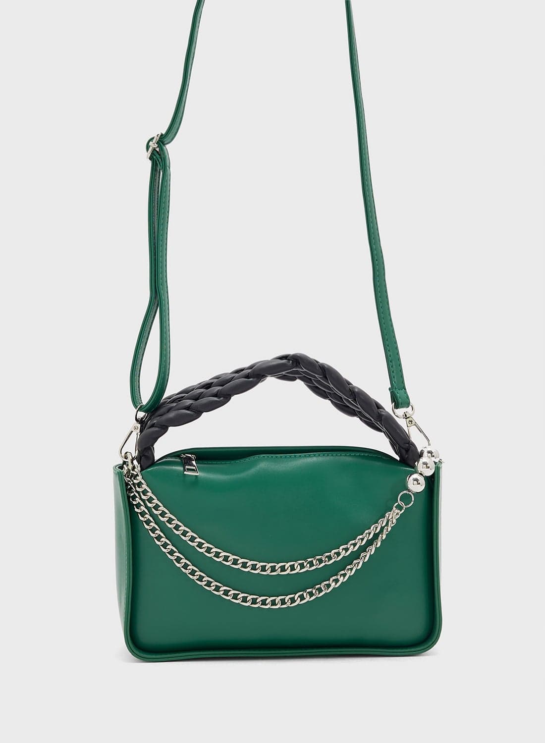 braided handle metal chain crossbody