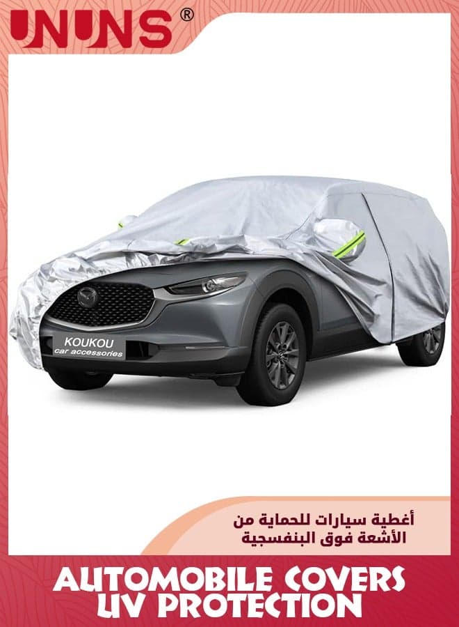 Full Car Covers,Full Exterior Covers For Car,Universal Automobile Cover Waterproof Car Hood For All Weather,Sun Rain Wind Protection Vehicle Cover With Reflective Strip,Grey XL-510X190X185CM