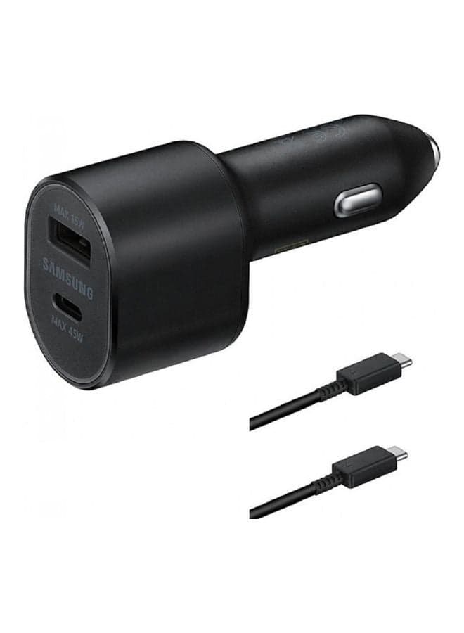 Super Fast 2.0 Dual Port Car Charger With Type-C Cable Black