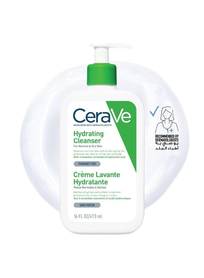 Hydrating Cleanser For Normal To Dry Skin With Hyaluronic Acid Clear 473ml