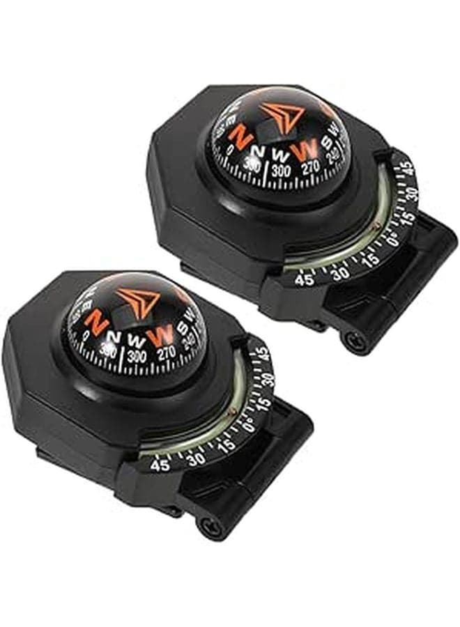 Car Compass Thermometer Inclinometer 2 Piece Set for Auto Dashboard Boat Surface Mount