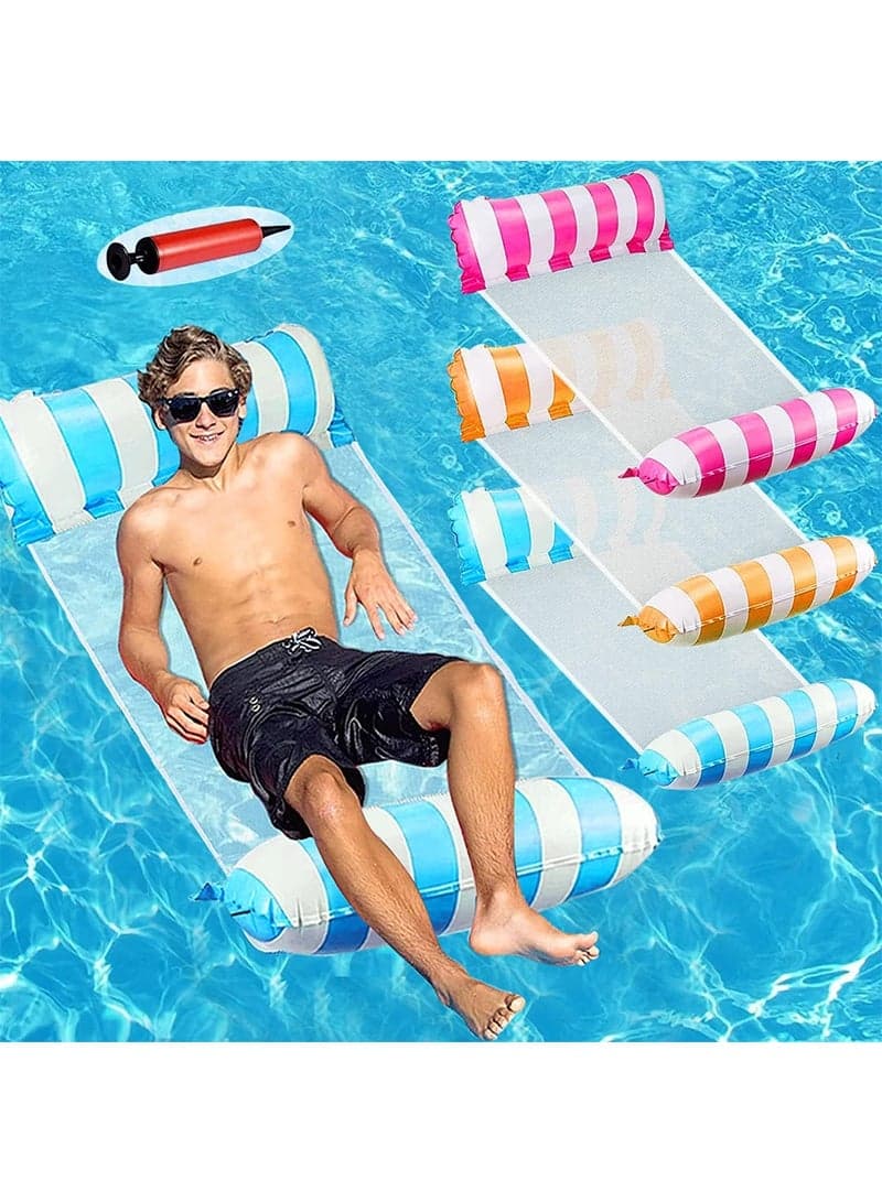 3 Packs Pool Floats with Air Pumps, Multi-Purpose Swimming Inflatable Pool Floats, Pool Float & Water Hammock for Swimming