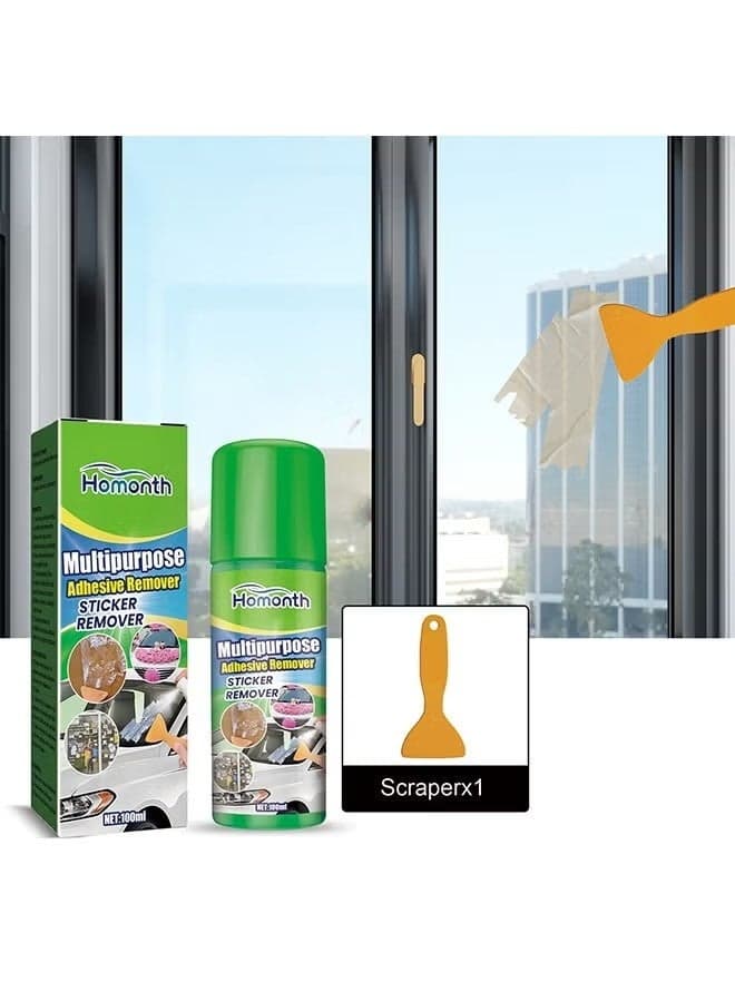 Multipurpose Adhesive Remover, Surface Safe Rapid Glue Remover with Scraper, Sticker Remover for Cars, Windows, Walls, Efficiently Remove Sticky Residues, Labels, Tape, Gum, Bandages, Adhesives, Wax 100ml
