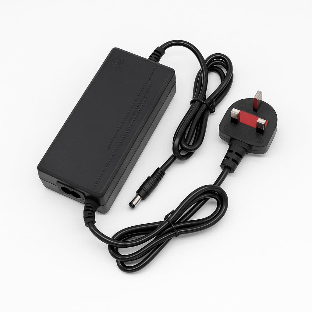 شاحن فوكوكابا® 36V 2A للدراجات الكهربائية والسكوترات | 220V 50Hz بقدرة قصوى 95W مع خرج DC 42V | شاحن ذكي وسريع لبطاريات الليثيوم مع قابس بريطاني | آمن، متين، وتصميم مدمج