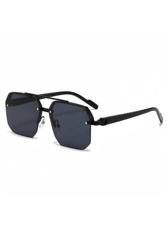 2026 Newest Men's Sunglasses - Oversized Frame for Face Slimming, UV Protection Semi-Rimless Sunglasses, Ideal for Driving