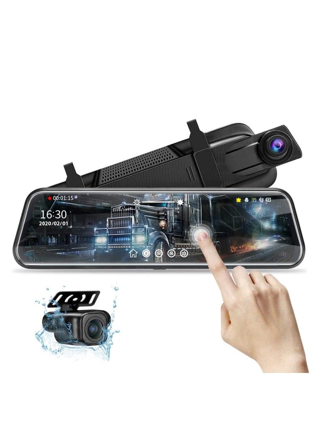 10-inch Mirror Dash Cam Night Vision, 1080P Full Touch Screen Front and Rear View Backup Camera for Cars, Loop Recording Streaming Media 170° Wide Angle Parking Assistance with 10 Meters Cable