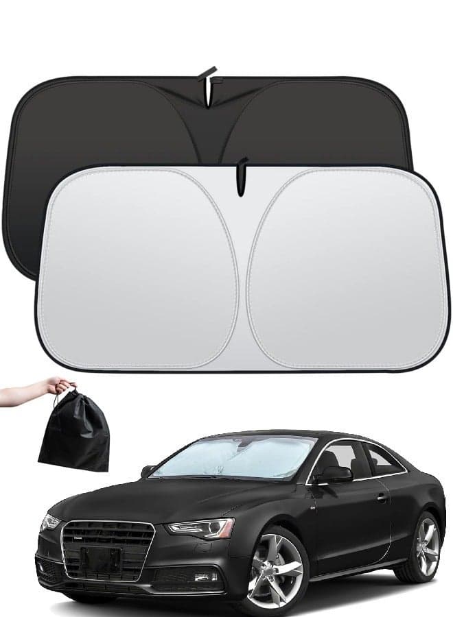 Foldable Car Windshield Sunshade with Storage Pouch, Front Windshield Reflective Sunshade, Car Window Sunshade for Sun Heat Protection and Block UV Rays, Keep Vehicle Cooler