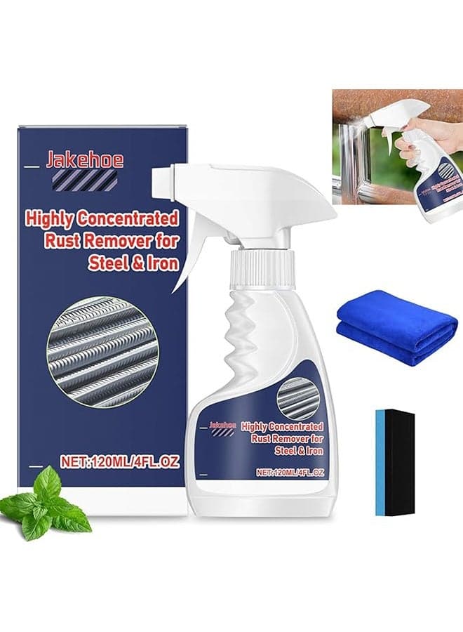 Highly Concentrated Rust Remover For Steel & Iron, Heavy Duty Rust Removal for Metal,Multipurpose Rust Remover Spray,Stainless Steel Rust Remover Cleaner,Powerful Steel Rust Removal,Rust Converter for Various Metals Furniture