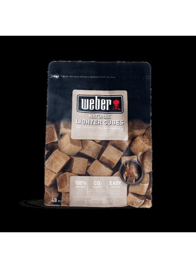 Weber Natural Brown Lighter Cubes| 25 x 17 x 10 cm | 0.7 kg | Lights fire instantly | Premium Charcoal for barbeque & grilling