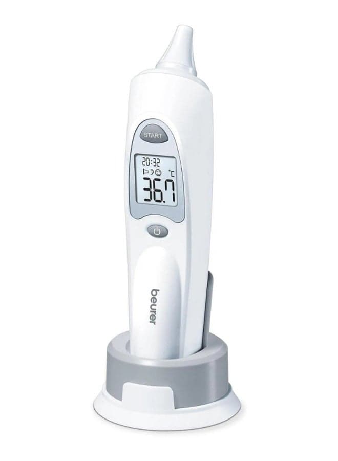 FT58 Ear Thermometer, Hygienic And Safe Measurement, Interchangeable Protective Cap, Durable, 6 Months+, 15.5 X 3.8 X 4.7 CM White And Grey