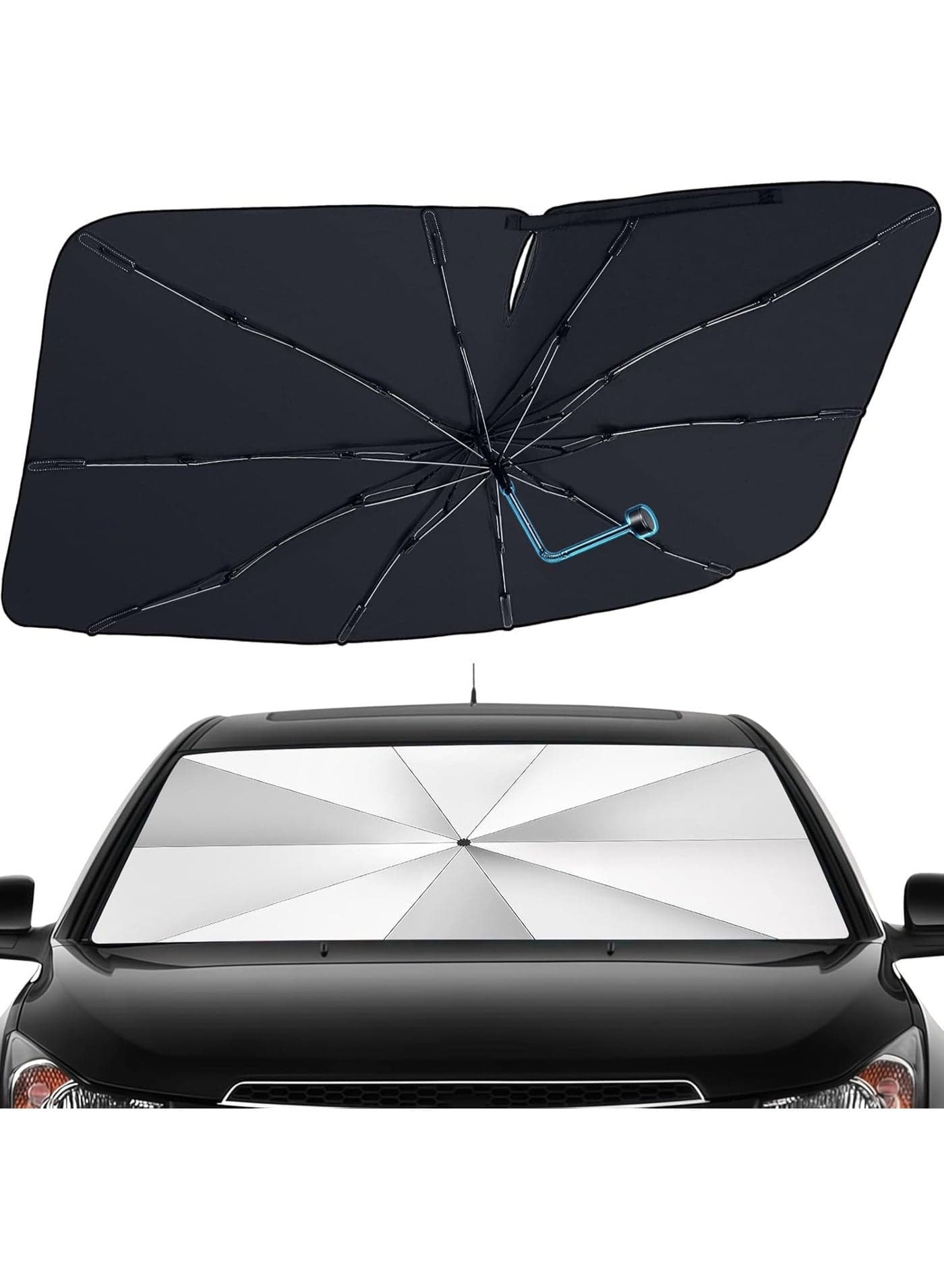 TAFAN™ Car Shade, Car Front Windshield Sun Shade Umbrella, Foldable Car Window Sunshade Umbrella for Blocks UV Rays & Heat, Suitable for Most Car.