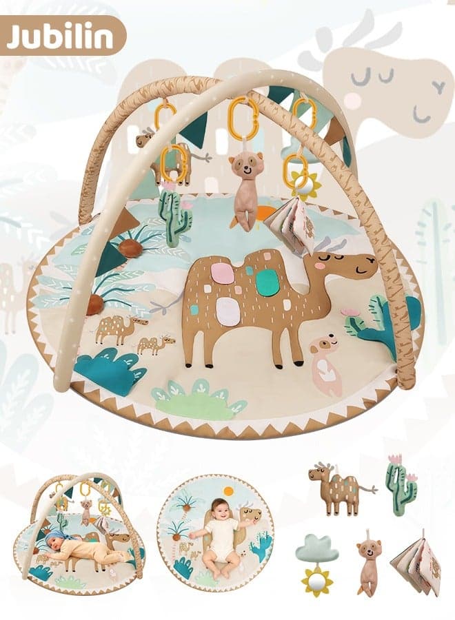 Baby Play Gym & Activity Mat, Tummy Time Play Mat with 5 Detachable Sensory Toys for Motor Skills & Sensory Development, Baby Essentials & Ideal Gift for Newborns
