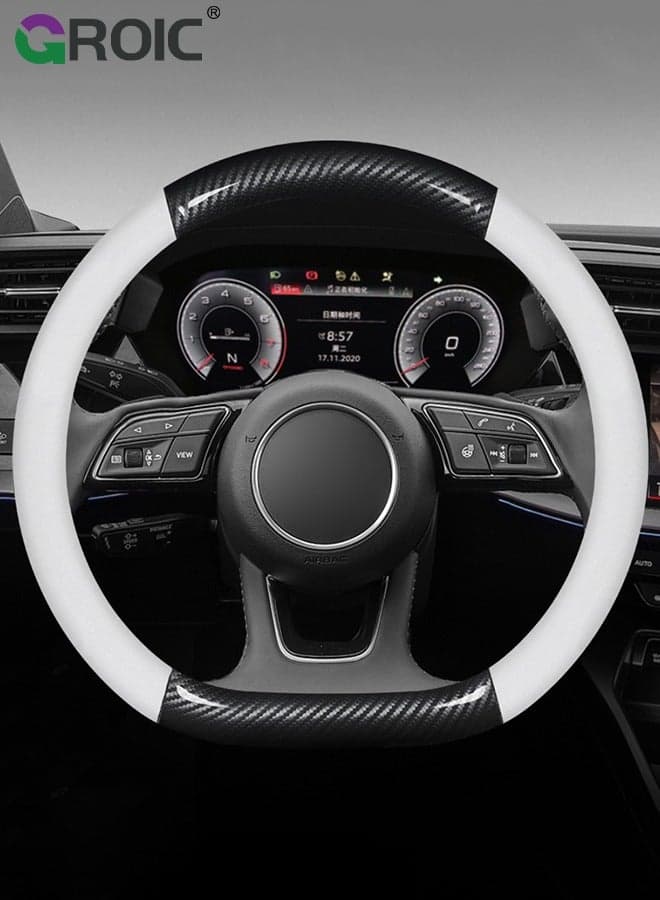 D-Shaped Flat Bottom Steering Wheel Cover, Universal 15 inch Breathable Anti Slip Steering Wheel Covers, Car Interior Accessories, Auto Steering Wheel Protector