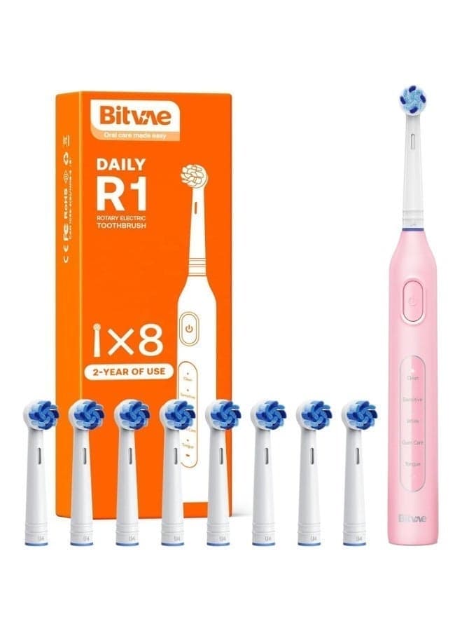 Bitvae R1 Rotary Electric Rechargeable Toothbrush with 5 Cleaning Modes and Fast USB Charging for Deep Clean and Whiten Teeth
