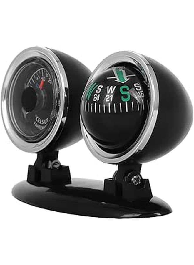 Car Dash Compass with Suction Cup 2-in 1 Thermometer for Vehicle Navigation