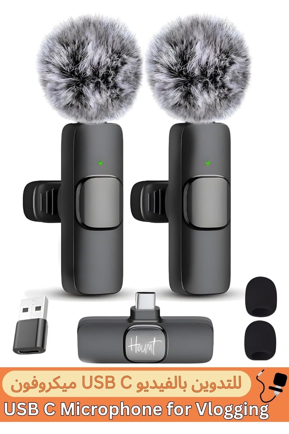Wireless Lavalier Microphone for iPhone iPad USB-C Devices, Noise-Cancelling Clip On Microphone Mini Condenser for Video Audio Recording iPhone, Android Phone Laptop Plug-Play